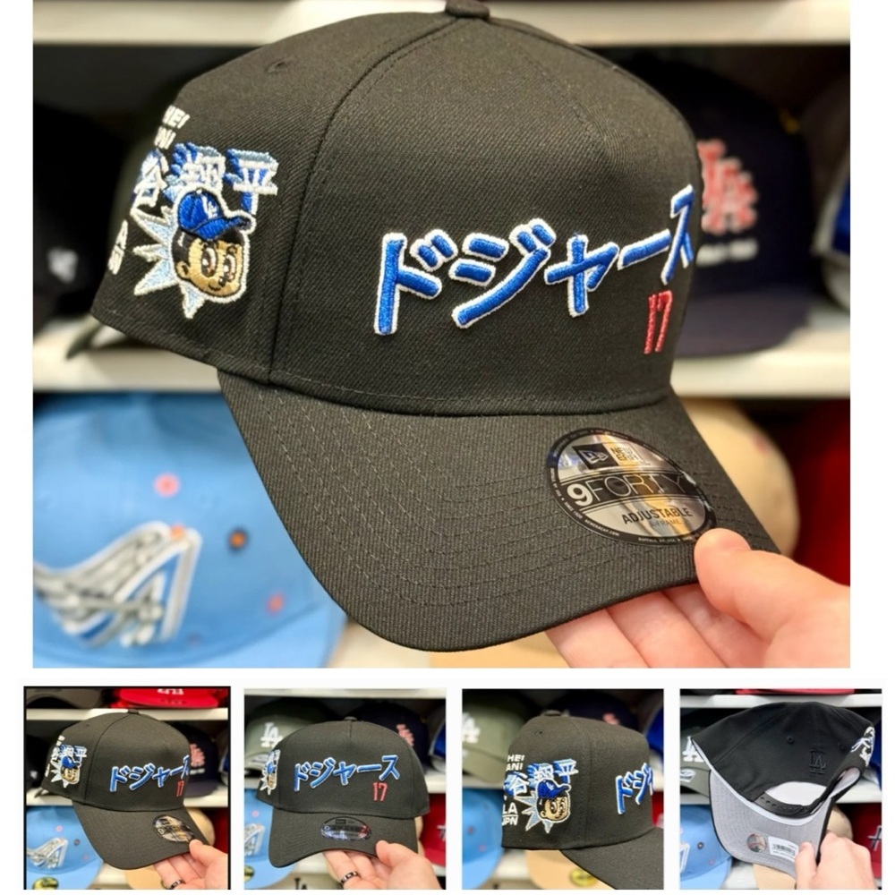 New Era 9forty Black Embroidered Cap with Blue and White Accents